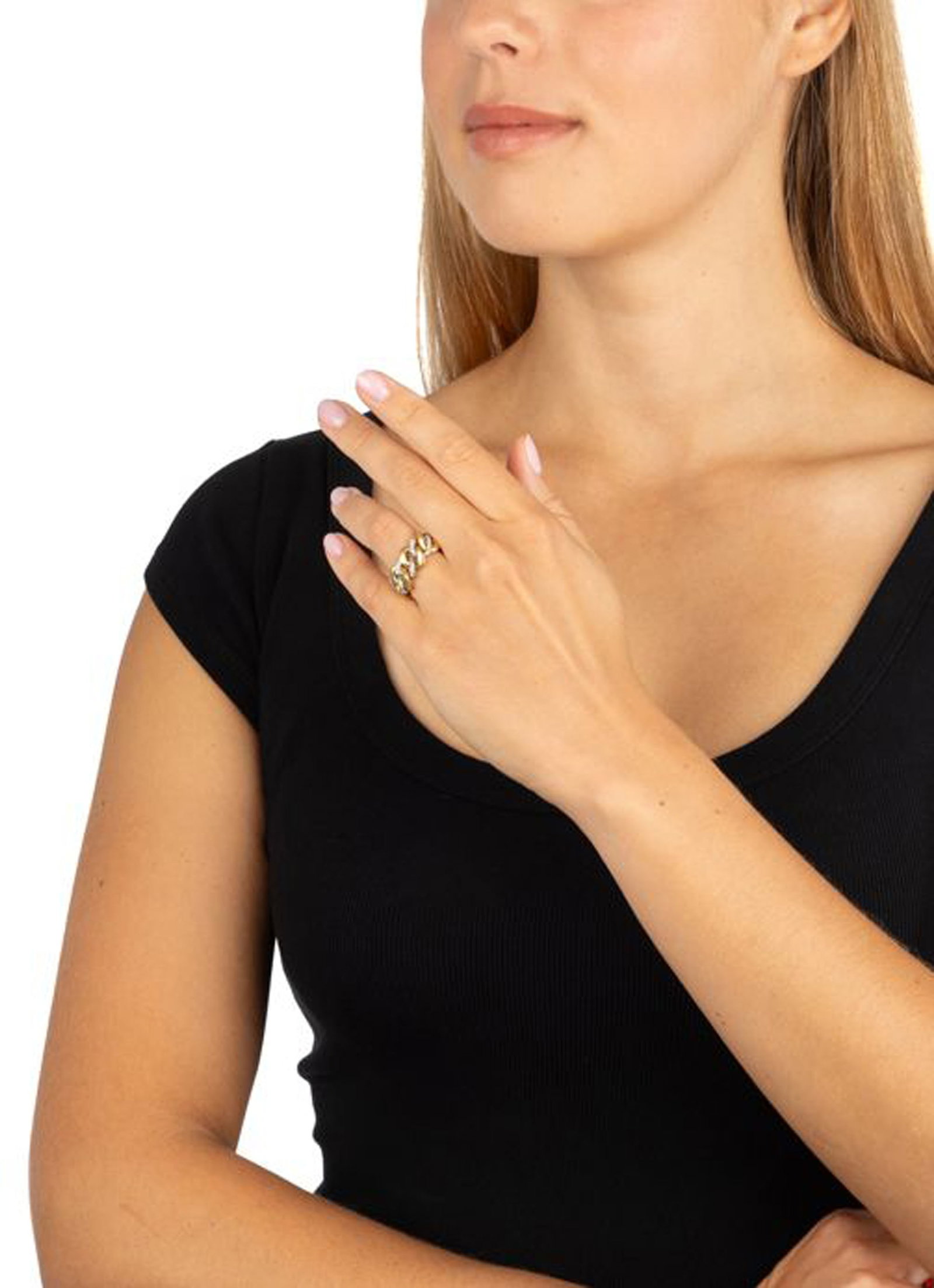 Pomellato, bague souple 2 ors 750 à maille gourmette sertie de diamants taille 8/8, signée - 3