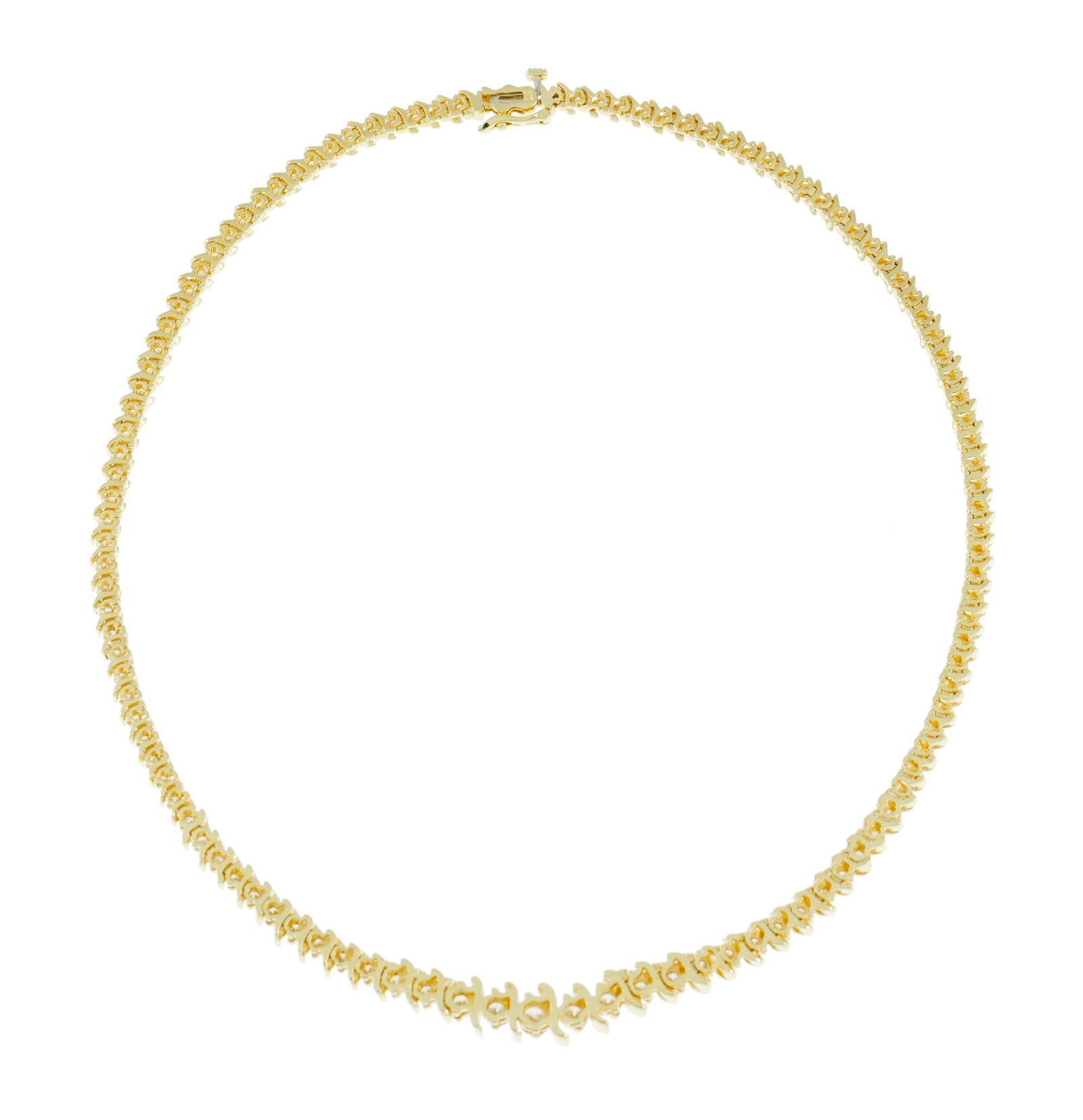Collier rivière or 585 serti de diamants taille brillant en chute alternés d'élé - 3