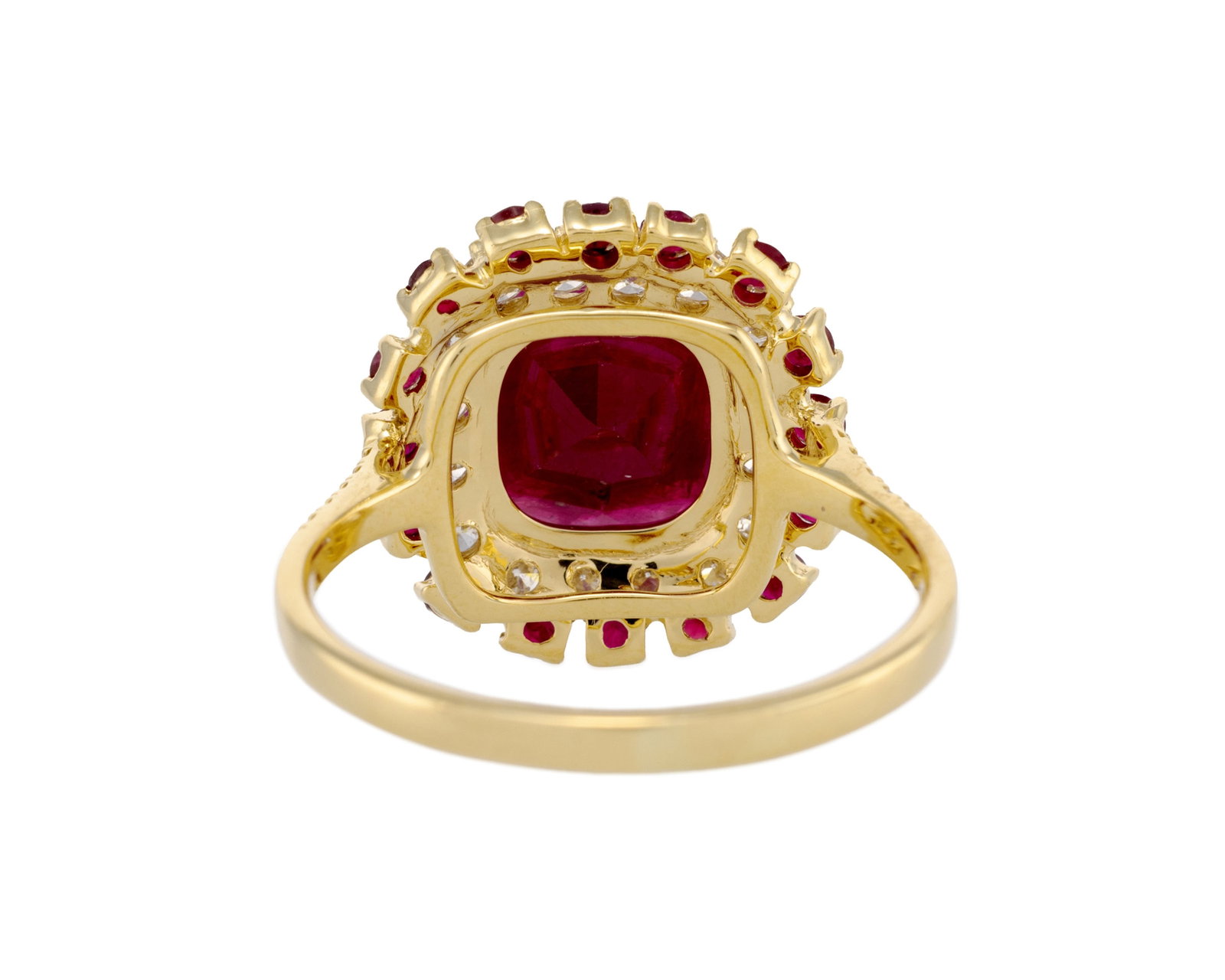 Bague or 750 sertie d'un rubis taille coussin de 2.148 carats, birman, non chauffé selon le rap - 3