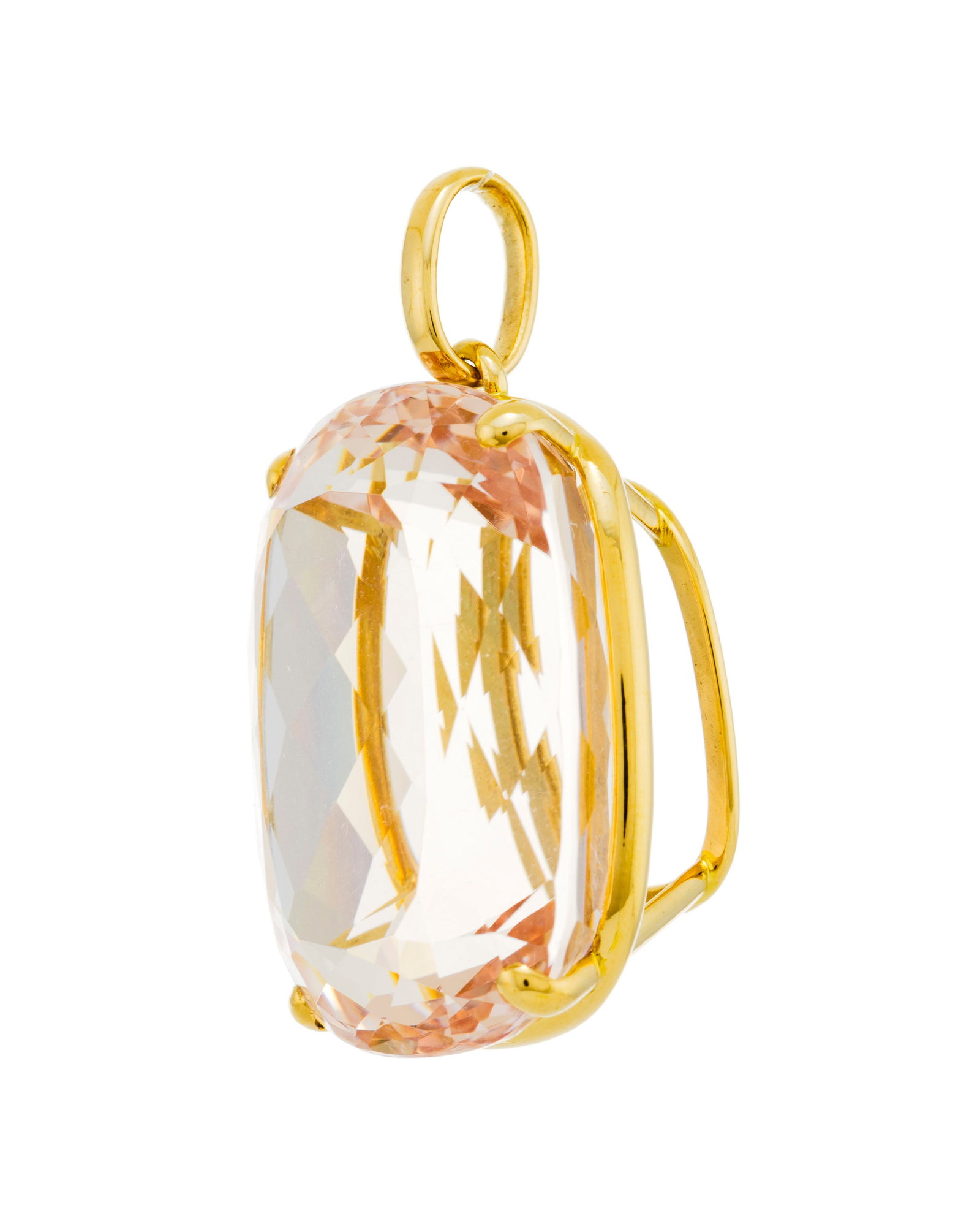 Pendentif or 750 serti d'une morganite taille coussin (env. 77 ct), h. 4.5 cm, 24g - 2