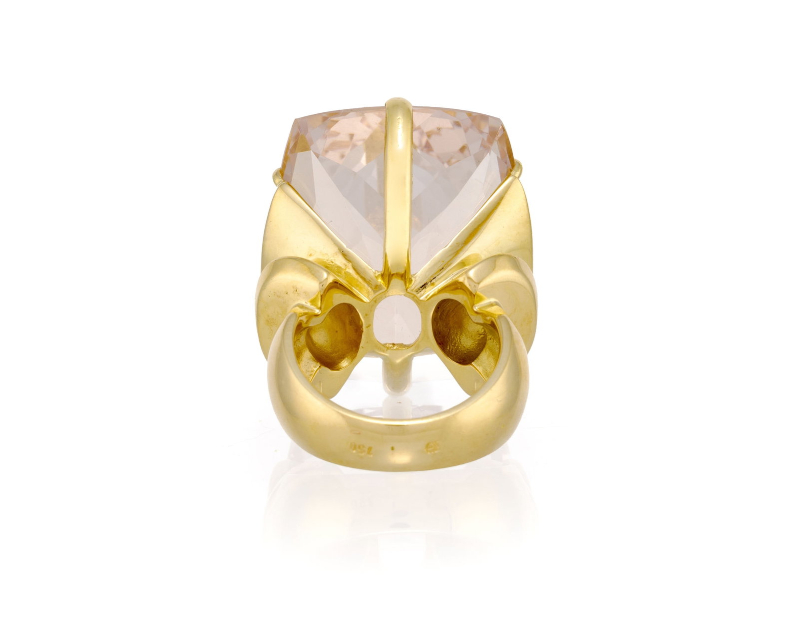 Bague or 750 sertie d'une morganite taille coussin rectangulaire (env. 49.80 ct), doigt 53-13, 35g - 3