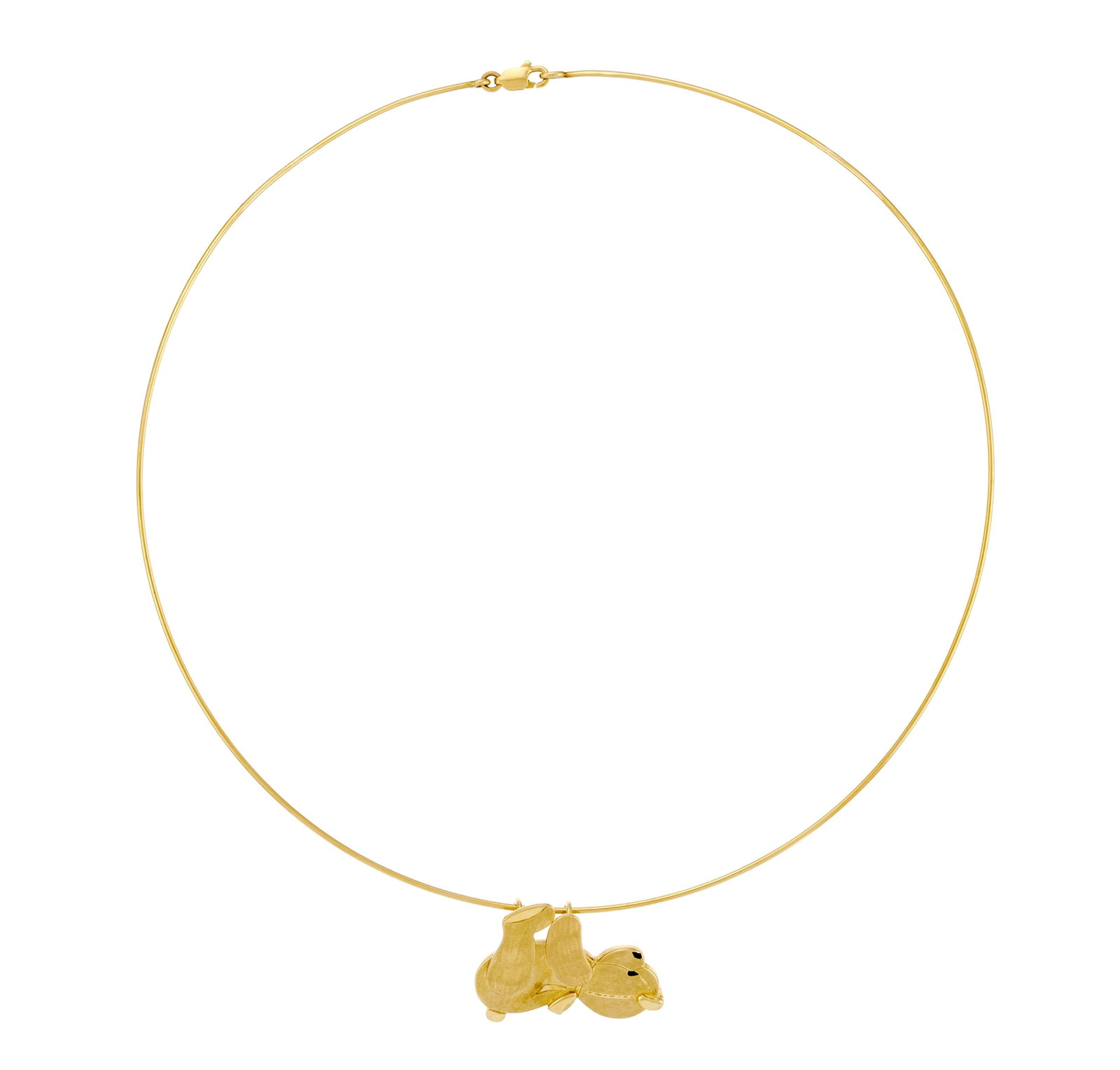 Pendentif ourson en or 750 texturé avec les membres mobiles, sur un collier tour de cou en or 7: Pendentif ourson en or 750 texturé avec les membres mobiles, sur un collier tour de cou en or 750, h. 2.2 cm, long. 39 cm, 13g Condition Bon état de conservation général. Prés
