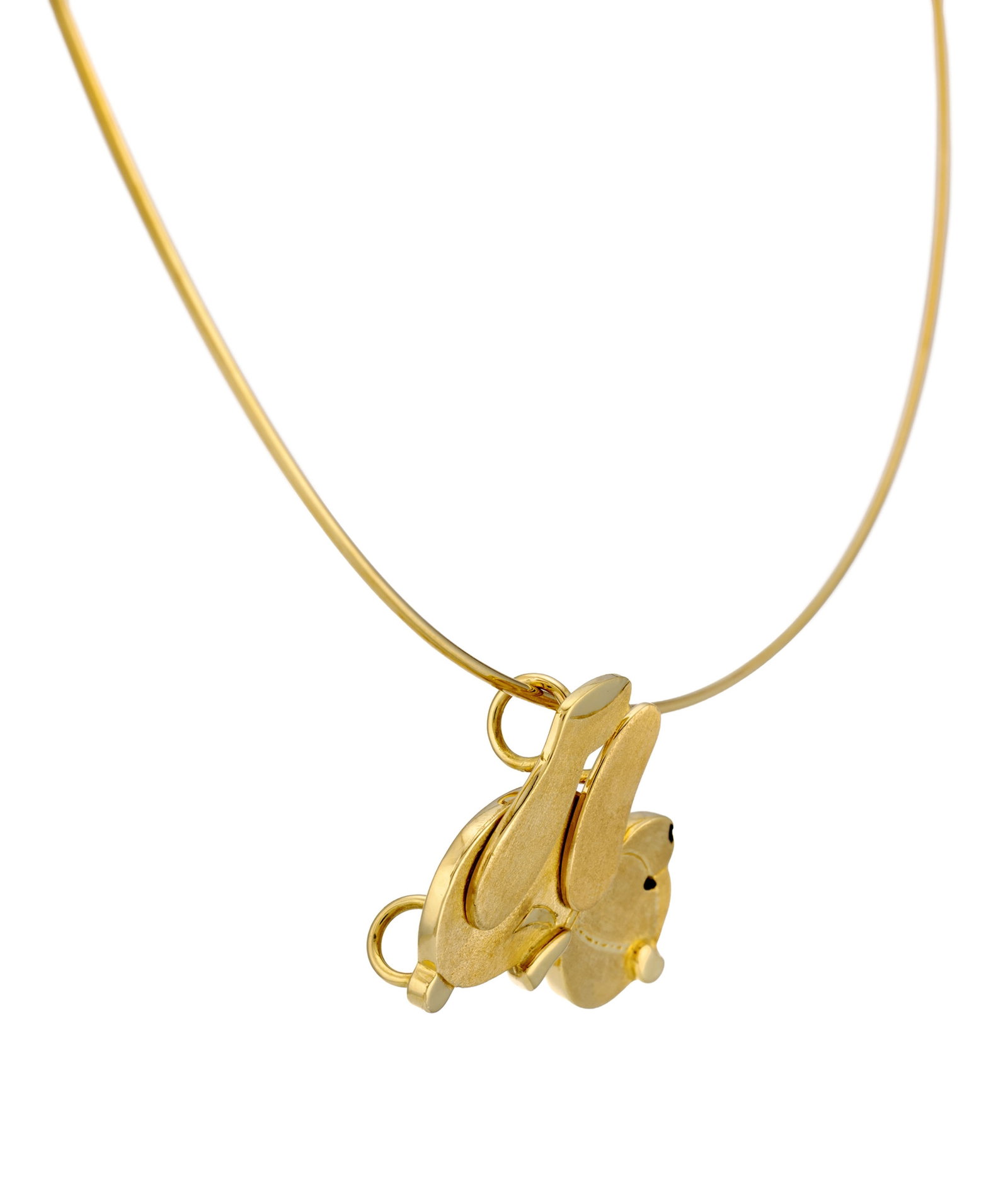 Pendentif ourson en or 750 texturé avec les membres mobiles, sur un collier tour de cou en or 7 - 2