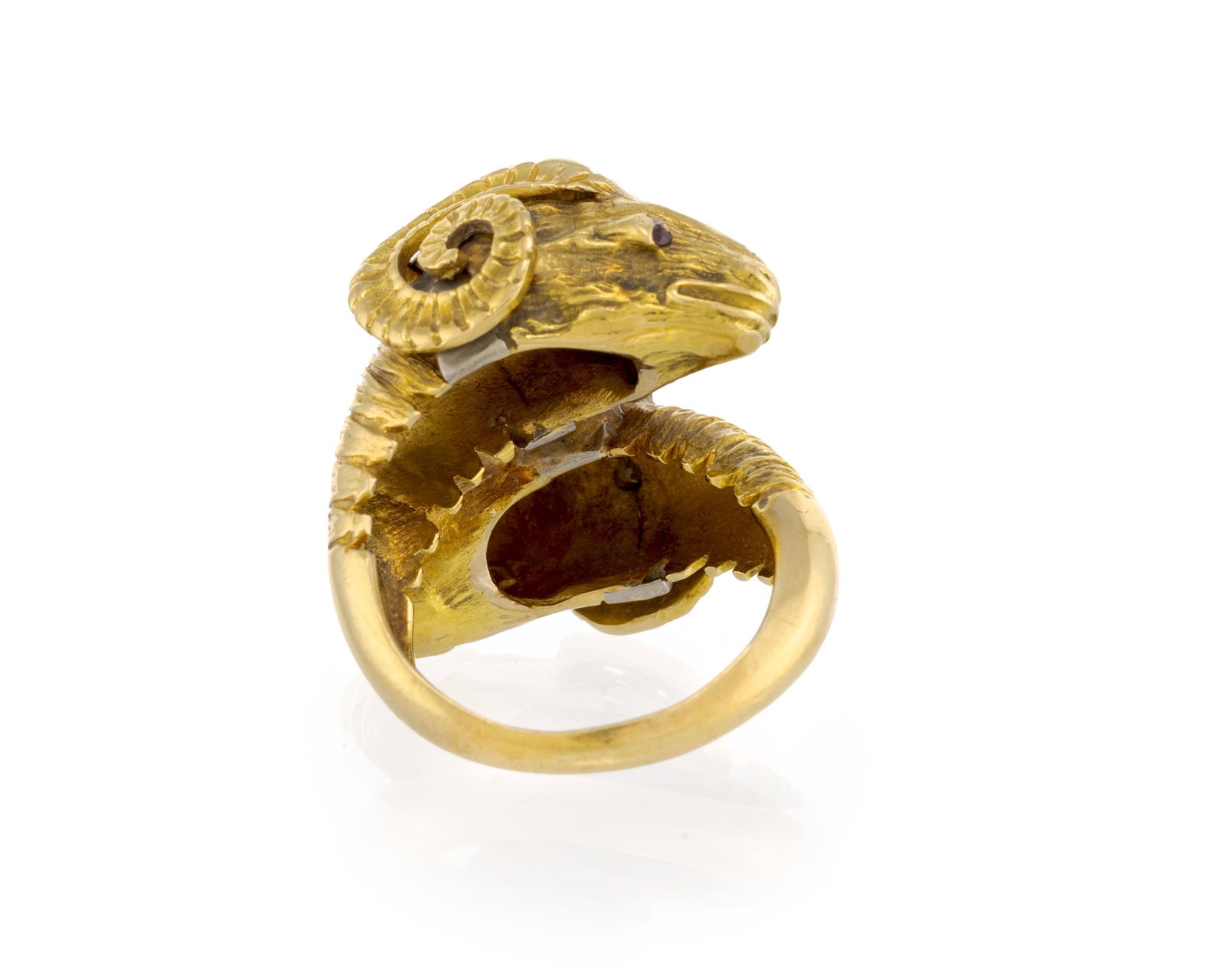 Zolotas, bague or 750 à doubles têtes de béliers serties de diamants taille brillant  - 4