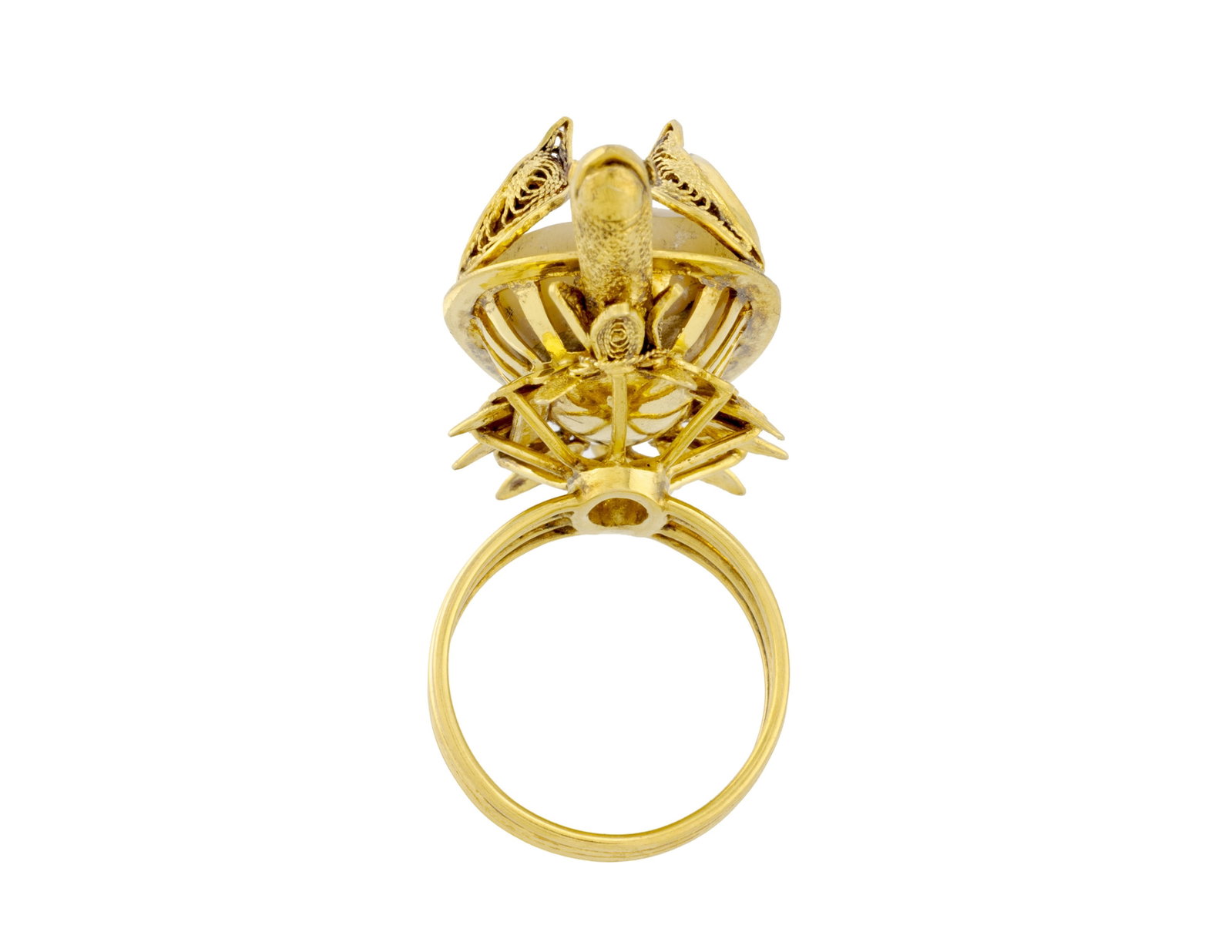 Bague stylisant une tortue de mer en or 585 ornée de nacre, doigt 56-16, 16g - 4