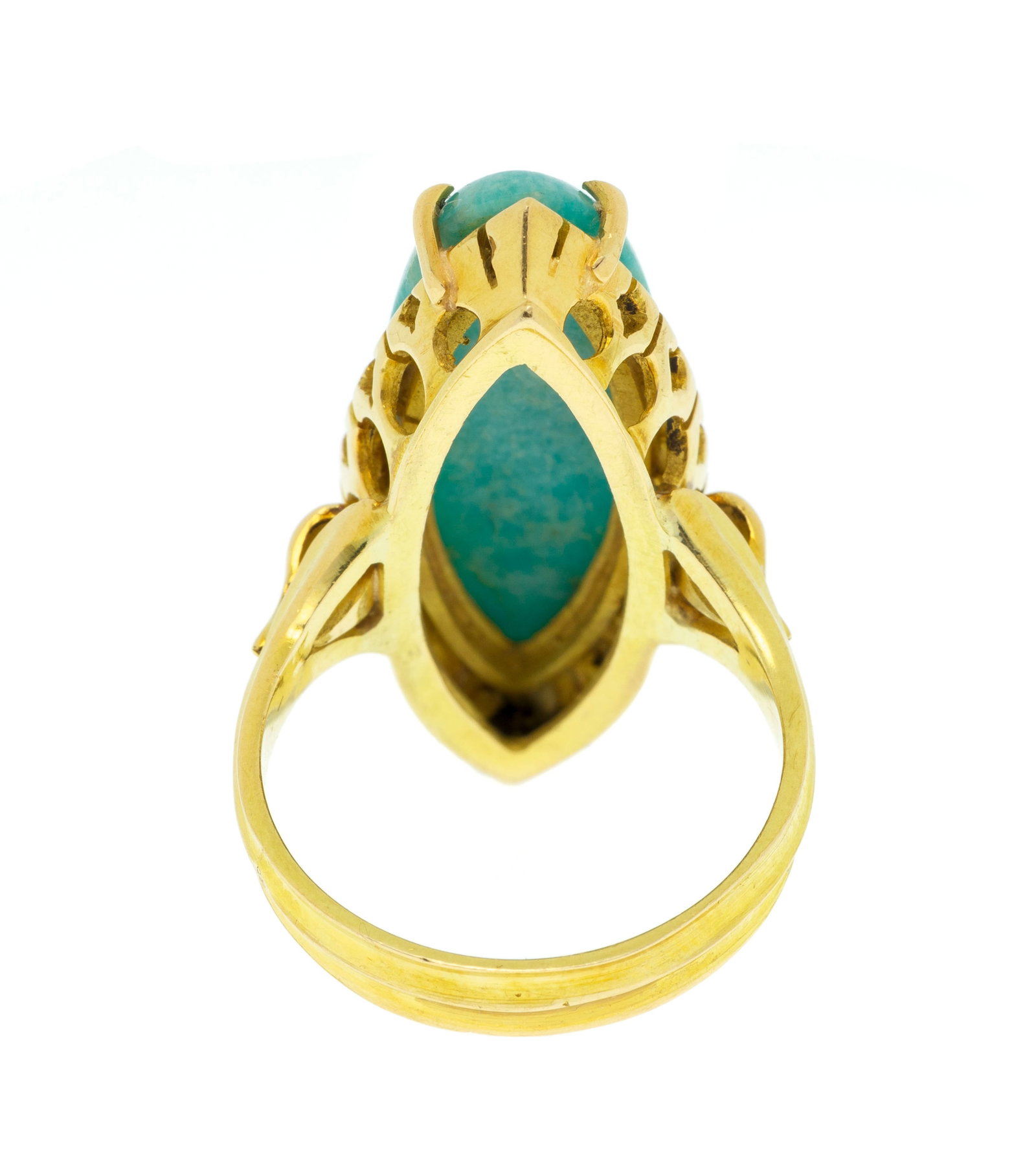 Bague or 750 sertie d'un cabochon d'amazonite, doigt 56-16, 9g - 3