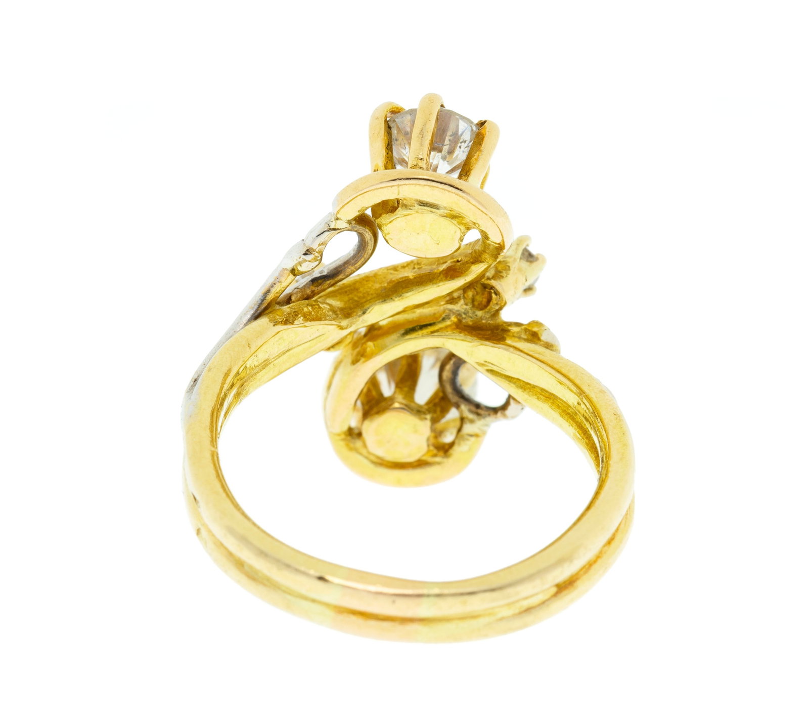 Bague 2 ors 750 sertie de diamants taille brillant (un de 1.2 ct), doigt 56-16, 7g - 3