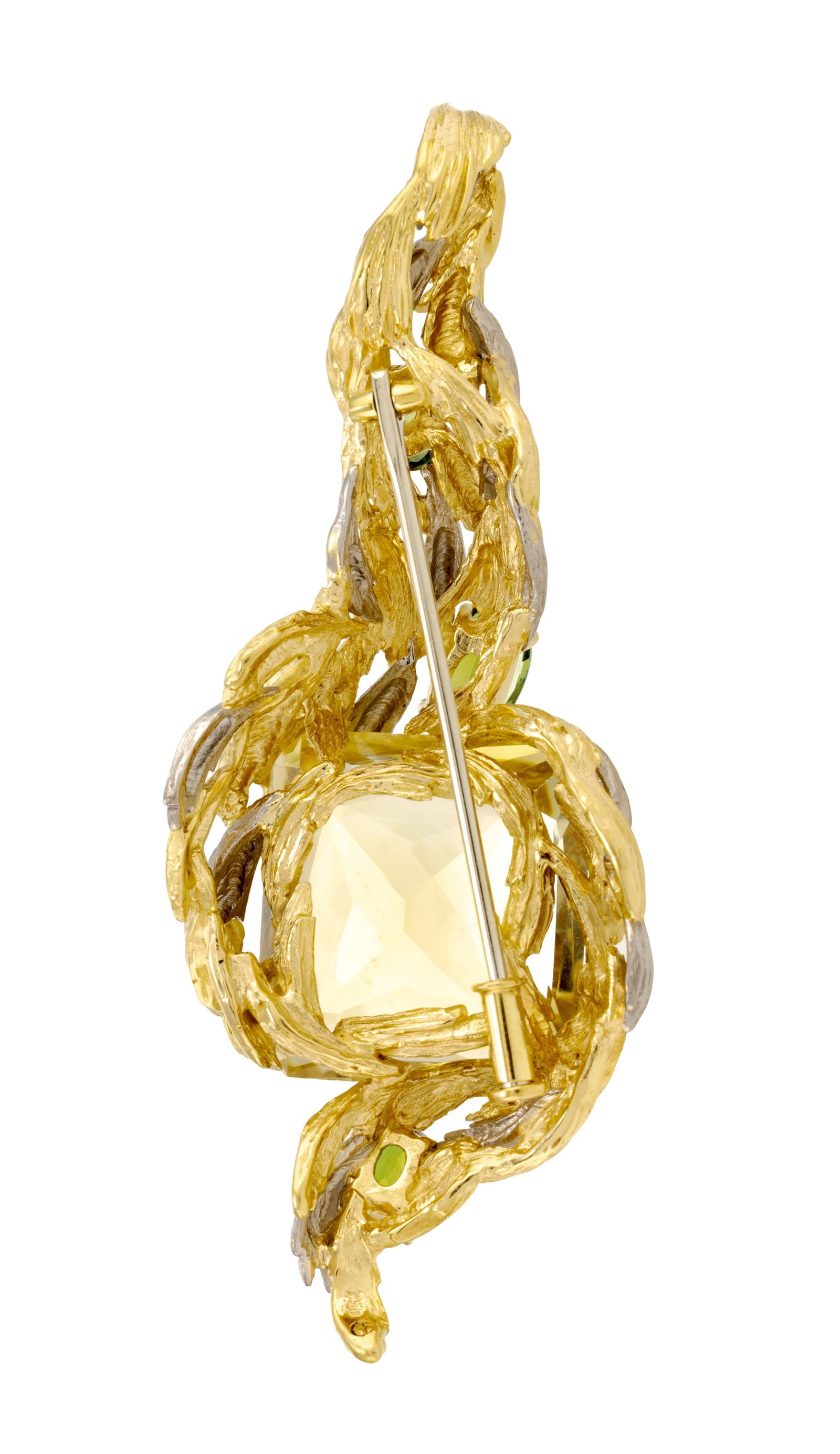 Gilbert Albert, pendentif 2 ors 750 stylisant un décor végétal texturé enserrant - 3