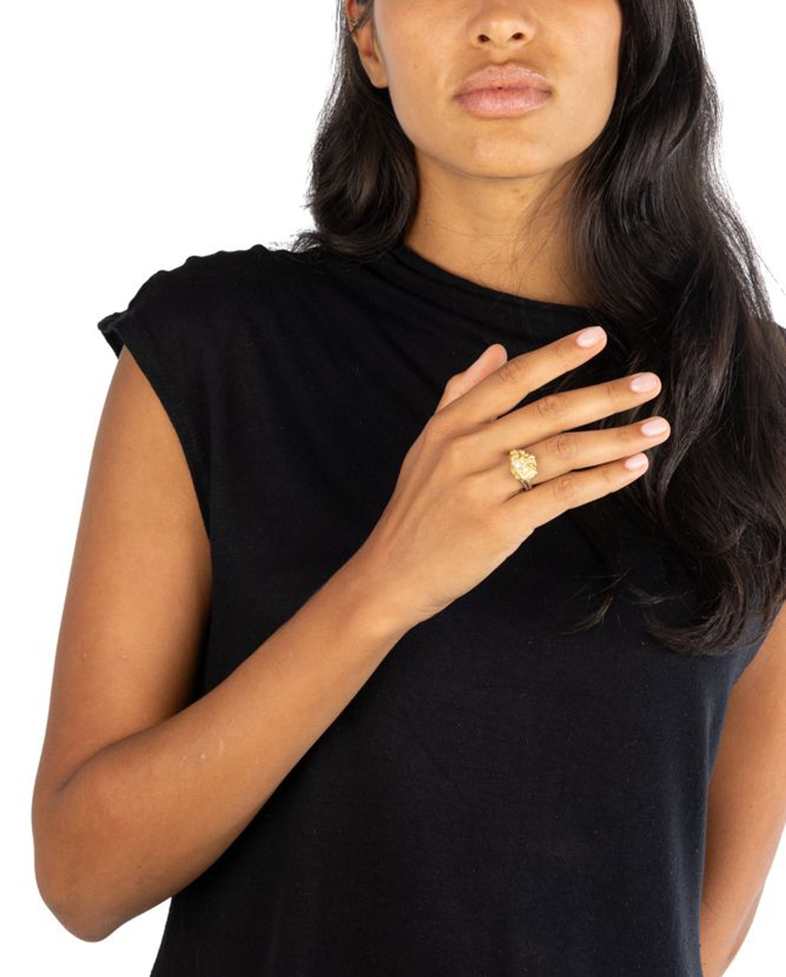 Gilbert Albert, bague 2 ors 750 surmontée d'une pépite d'imitation sertie d'un petit diama - 4