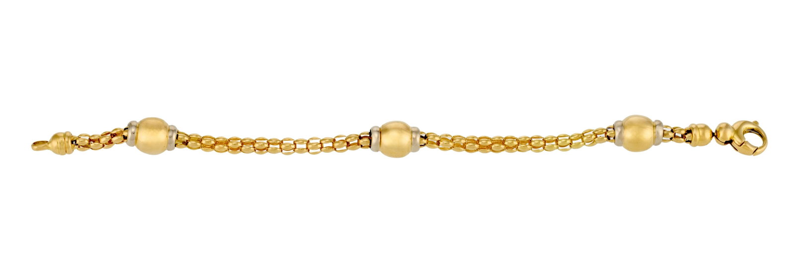 Bracelet 2 ors 750 à maillons bombés et sphériques, long. 19.5 cm, 15g - 2