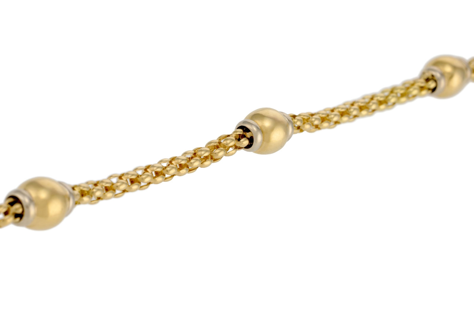 Bracelet 2 ors 750 à maillons bombés et sphériques, long. 19.5 cm, 15g - 3