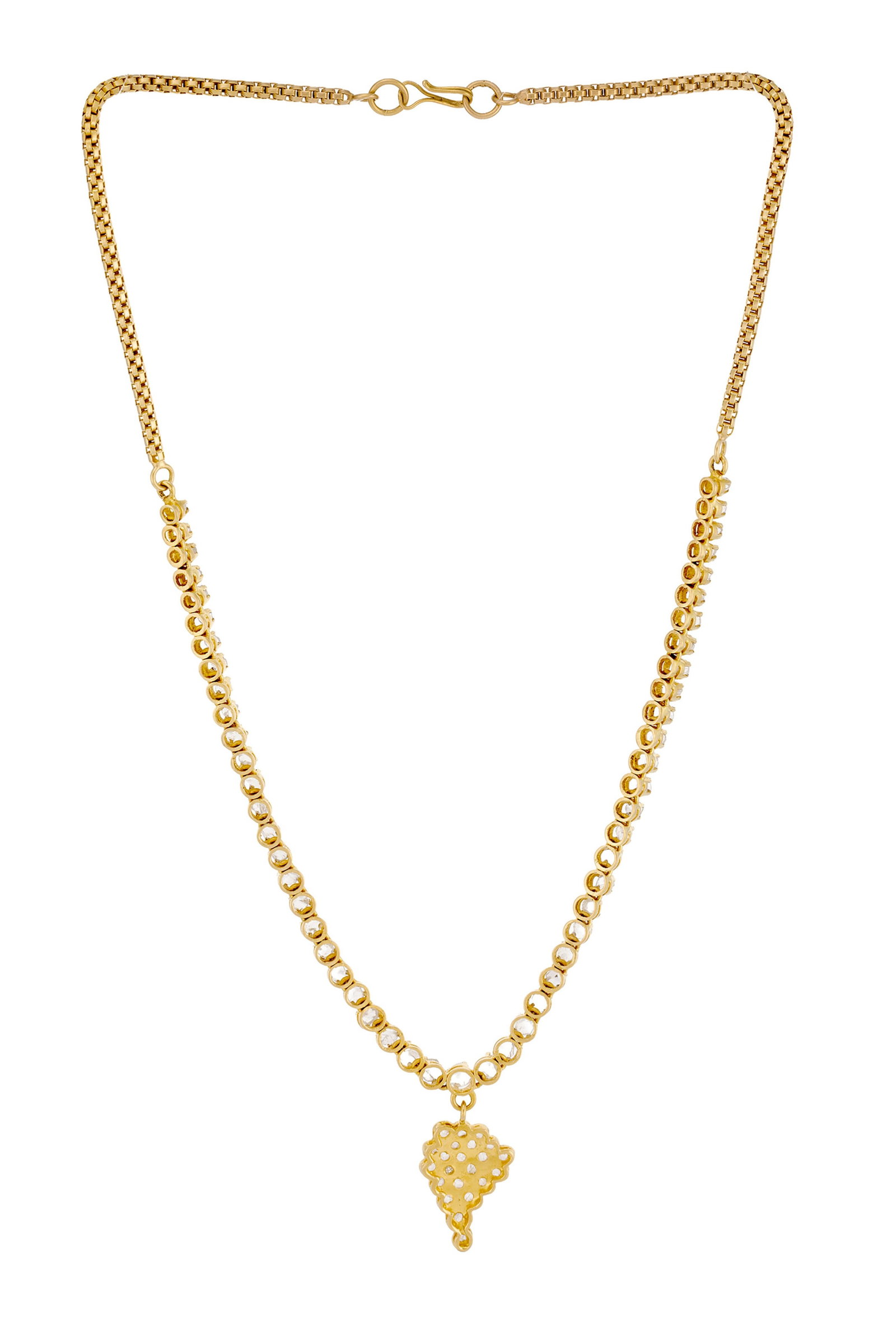 Collier demi rivière en or 750 retenant une grappe de raisin en pampille, serti de tranches de  - 3