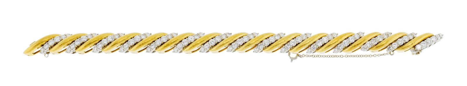 Bracelet 2 ors 750 serti de lignes de diamants taille brillant, long. 18 cm, 61g - 2