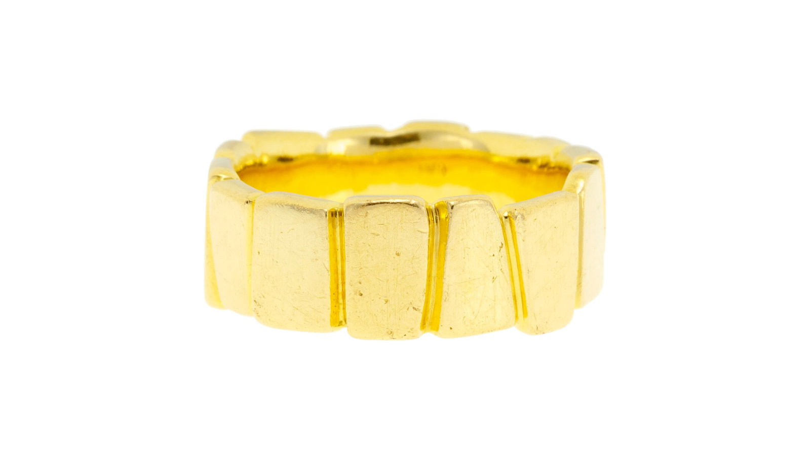 Anneau or 750 composé d'éléments géométriques alternés de diamants tai - 2