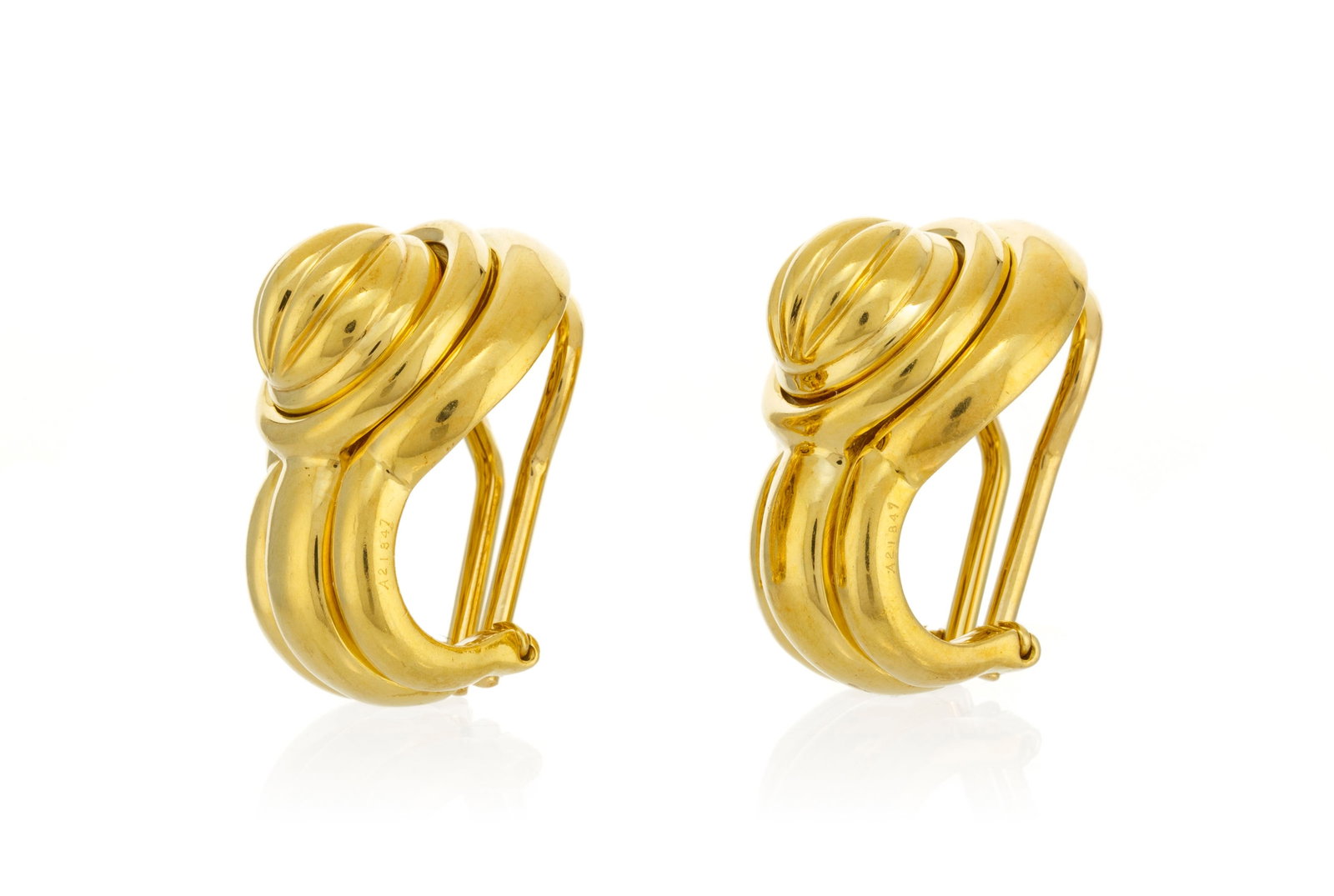 Piaget, paire de clips d'oreilles or 750 godronné avec deux éléments interchangeables - 2