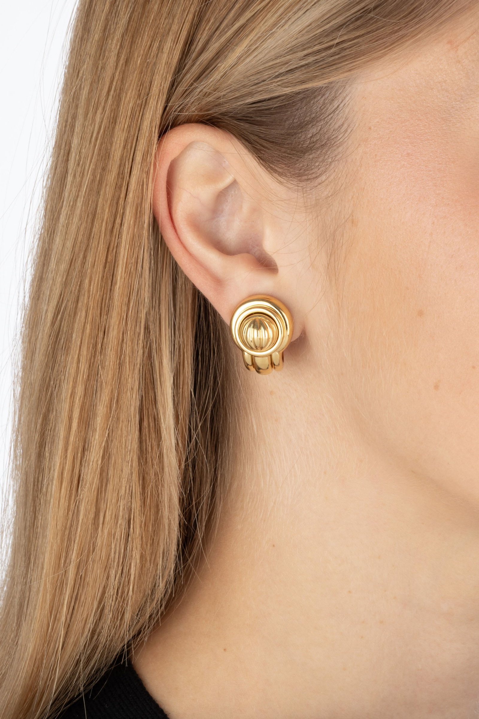 Piaget, paire de clips d'oreilles or 750 godronné avec deux éléments interchangeables - 4