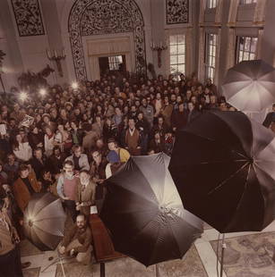 Neal Slavin, SPE portrait, 1974: Neal Slavin, Group Portrait of the Society of Photographic Education National Meeting at the George Eastman House,, 1974. vintage chromogenic print, 10 x 10 inches on a 14 x 11 inch sheet. Signed