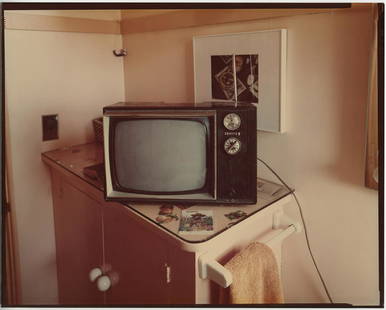 Stephen Shore, untitled, T.V., c. 1975: Stephen Shore, untitled, Tucson, c. 1975. vintage chromogenic print, 8 x 10 inches. Condition: slightly age faded Classic rare Shore image from the collection of Harold Jones, American Surfaces, Uncom