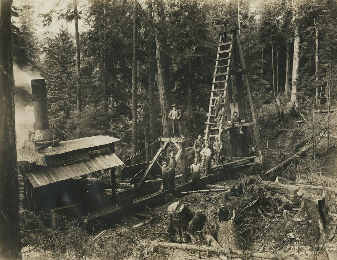 Darius Kinsey, Port Angeles, c. 1910: Darius Kinsey, Port Angeles, Washington, c. 1910. vintage gelatin silver print, ferrotyped, 11 x 14 inches, mounted to a paper page, 11 1/2 x 14 1.2 inches. Kinsey's credit or signature in the negativ