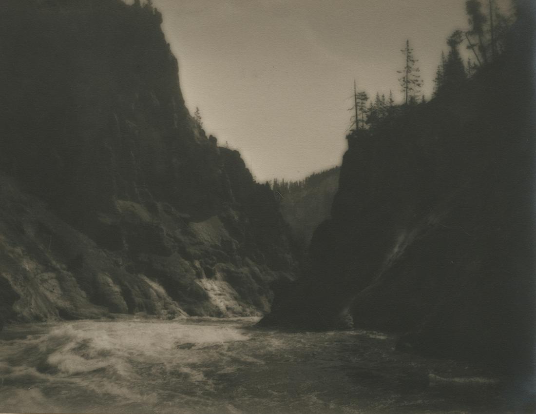 N.P. Moerdyke, Landscape, c. 1920s: N.P. Moerdyke, untitled landscape, c. 1920s. vintage gelatin silver print, 7 1/4 x 9 1/2 inches, mounted 15 1/2 x 12 inches. Condtion is excellent, less fading to mount edges. Pictorialist landscape, 