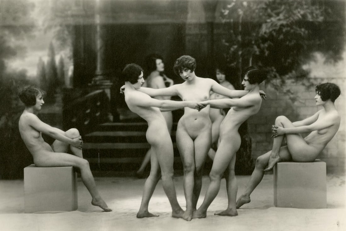 Albert Arthur Allen, The Model, 1925: Albert Arthur Allen, from the Model, 1925. vintage gelatin silver print, 7 x 10 inches. Condition is excellent. Female Nude, Group Portrait, Vintage Nude, Dance Biography: Born in Grafton, MA on May 8