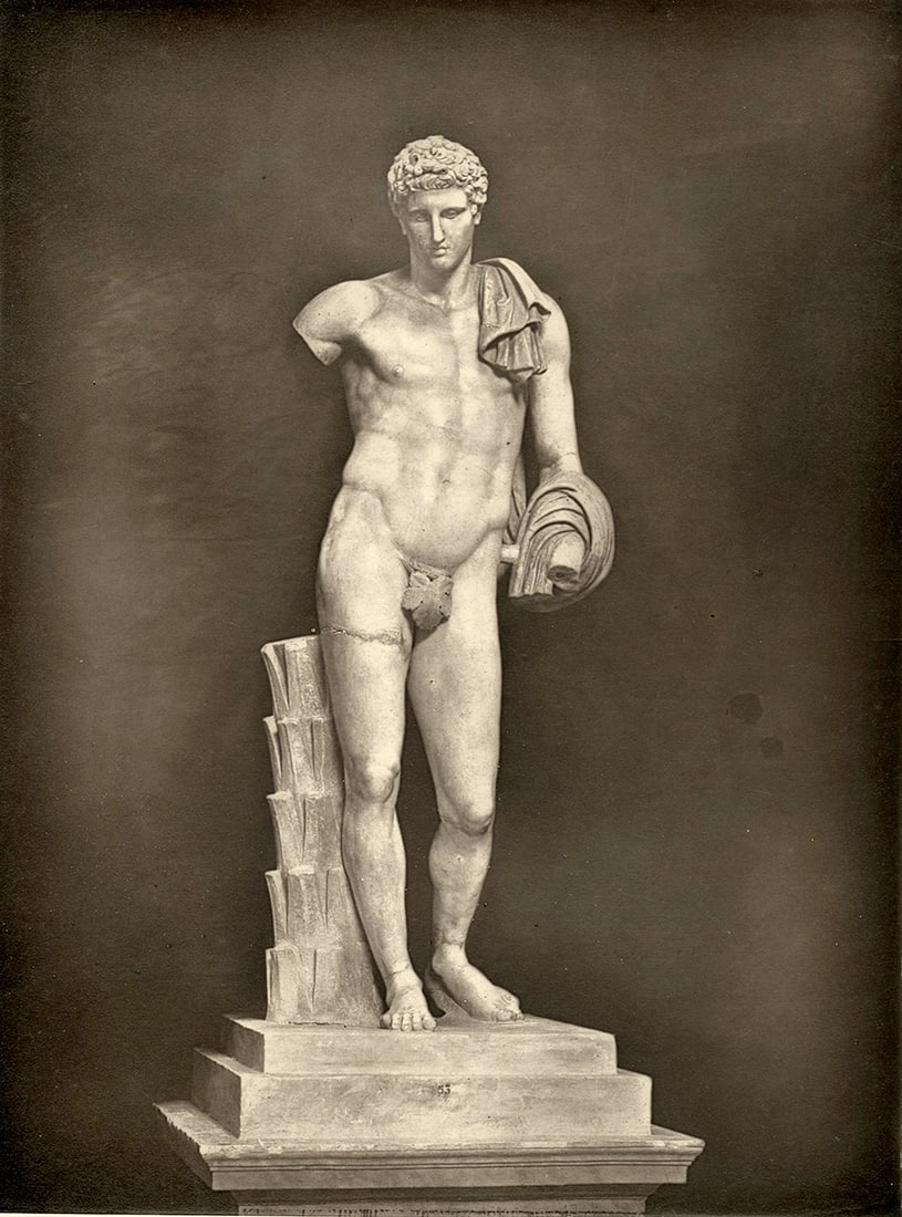 Hermes of Andros: Hermes of Andros, 1878. vintage woodbury type, 8 x 6 1/4 inches on a 13 x 10inch page. From Masterpieces of Antique Art, published 1878, Stephen Tompshon. Condition is excellent, Sculpture, Greek Myth