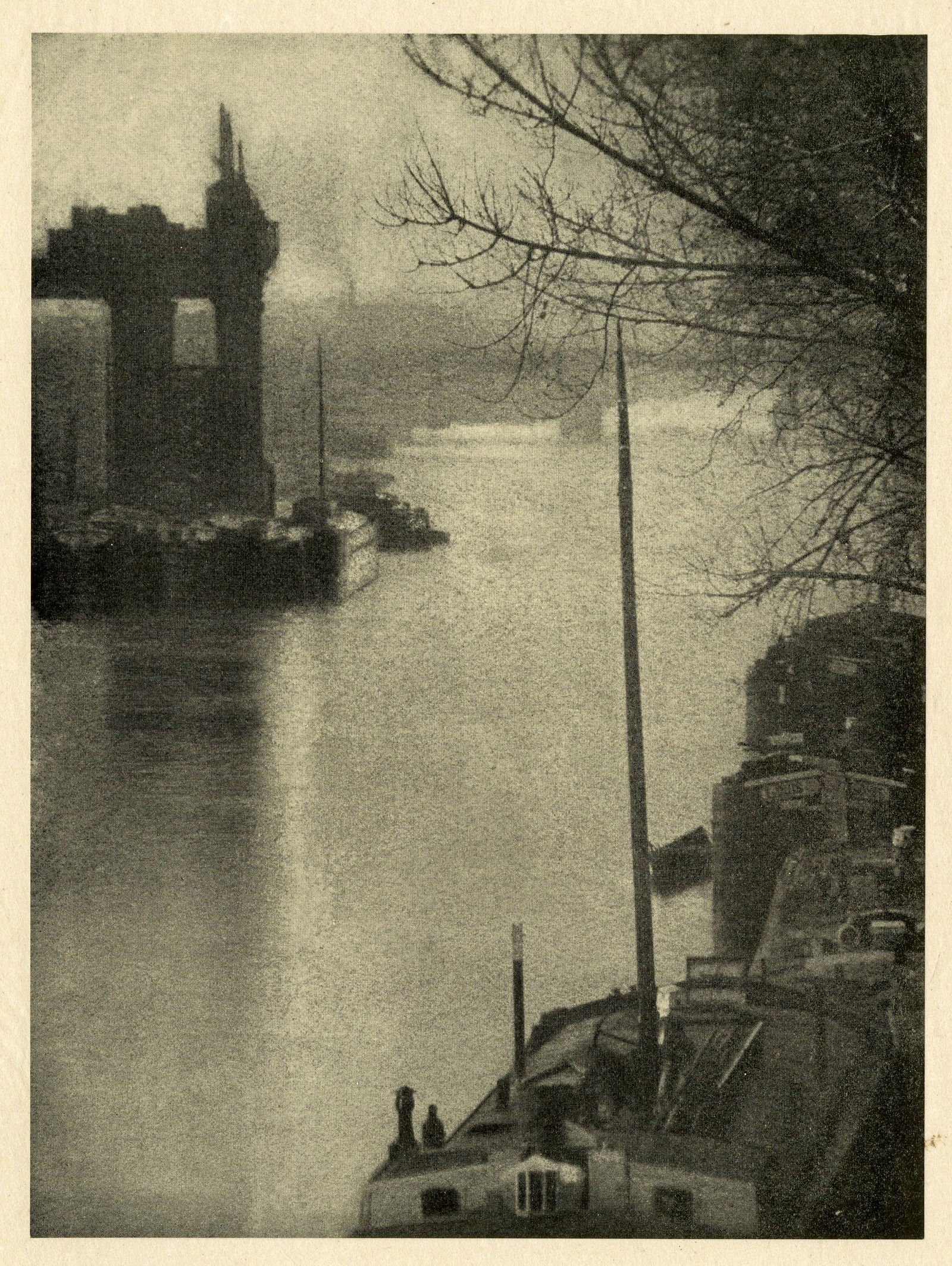 Robert Demachy, The Seine at Clichy 1906: Robert Demachy, The Seine at Clichy, 1906. vintage half-tone print from Camera WorkNo. 16, 1906, 8 x 6 inches. Condition is excellent France, Pictorialism, River Scene, Alfred Stieglitz, Pictorialist