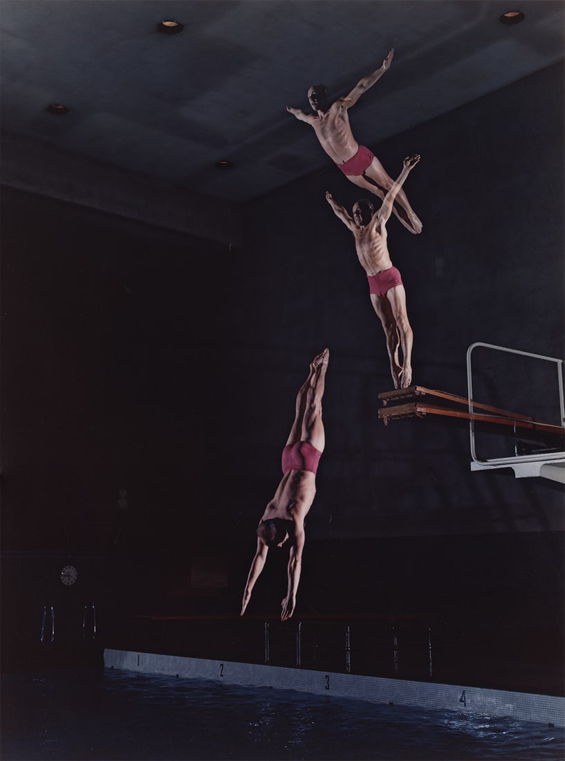 Harold Edgerton, Diver, 1955: Harold Edgerton, Diver, 1955. Printed 1985 from the portfolio, Ten Dye Transfer Photographs. Dye transfer print, 18 x 13 1/2 inches on a 20 x 16 inch sheet. Signed on the print verso. Condition is exc