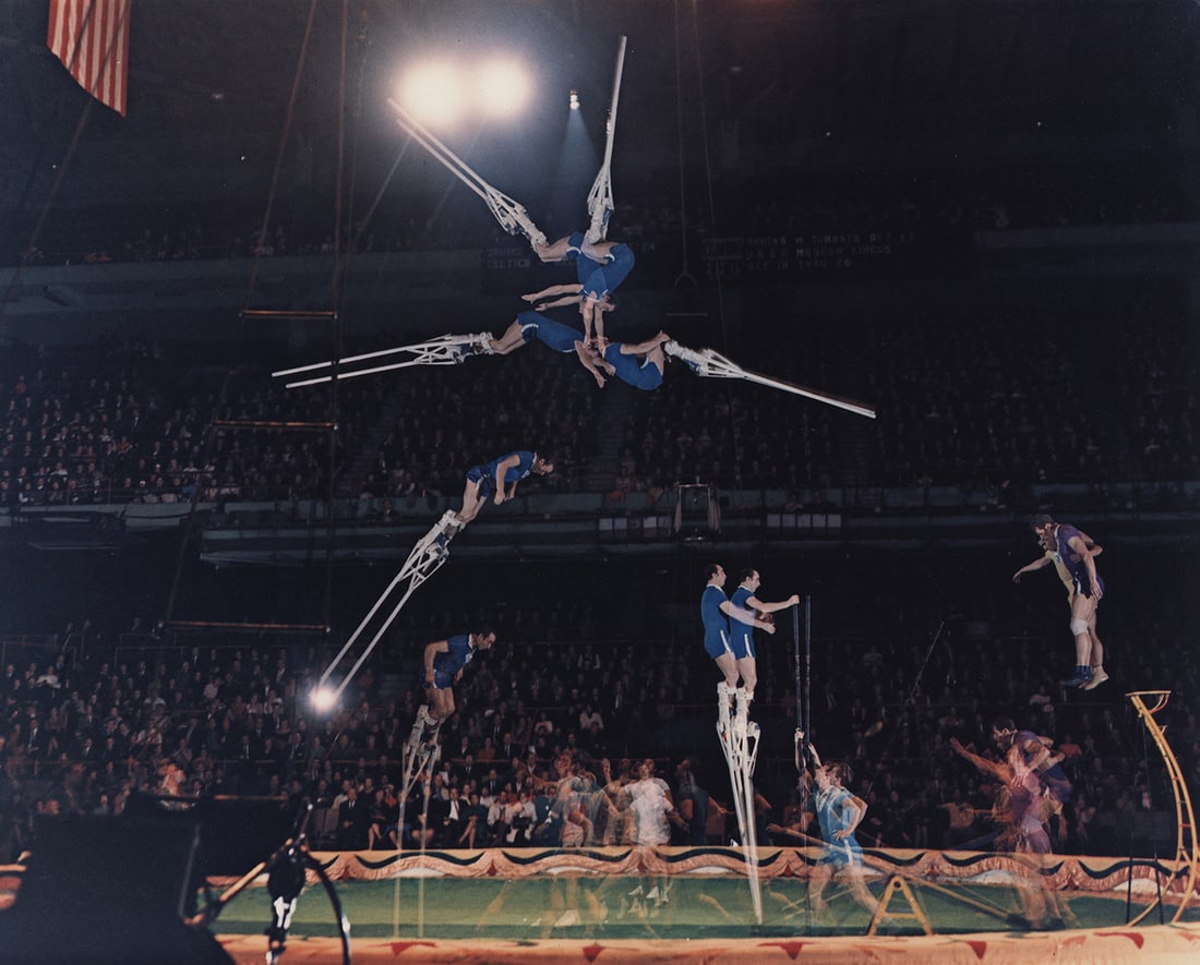 Harold Edgerton, Moscow Circus , 1963: Harold Edgerton, Moscow Circus, 1963. Printed 1985 from the portfolio, Ten Dye Transfer Photographs. Dye transfer print, 14 1/4 x 17 7/8 inches on a 16 x 20 inch sheet. Signed on the print verso. Cond