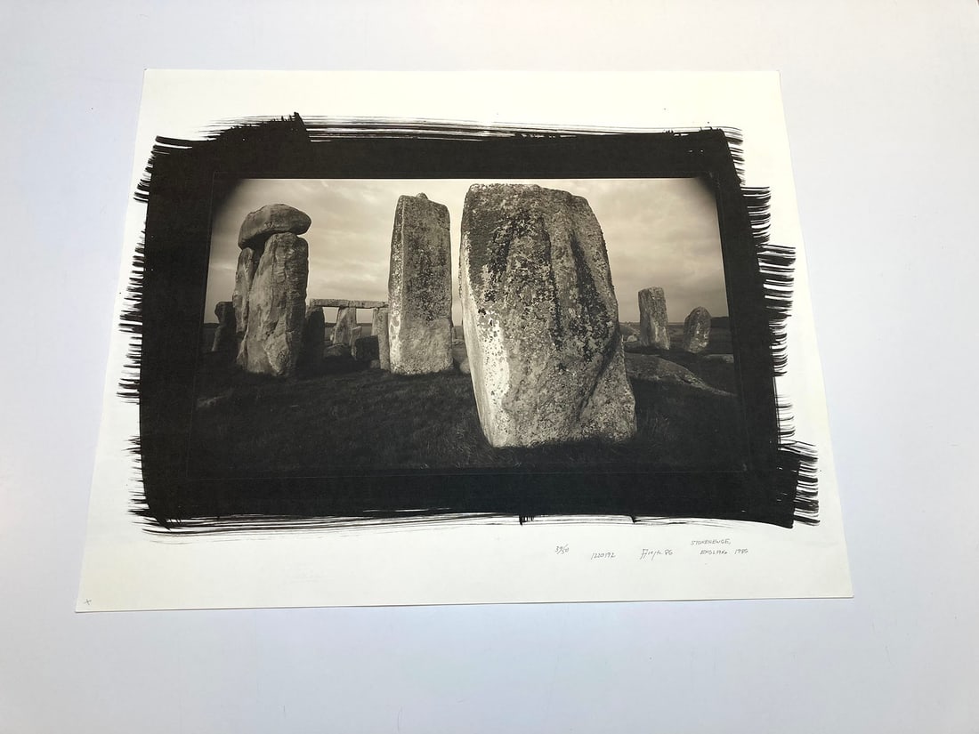 Dick Arentz, Stonehenge, 1986: Dick Arentz, Stonehenge, England, 1986. Platinum print, 12 x 20 inches on a 22 x 27 inch sheet. Signed, titled and dated on the print recto. Edition 39/50. Condition is excellent Large format contact