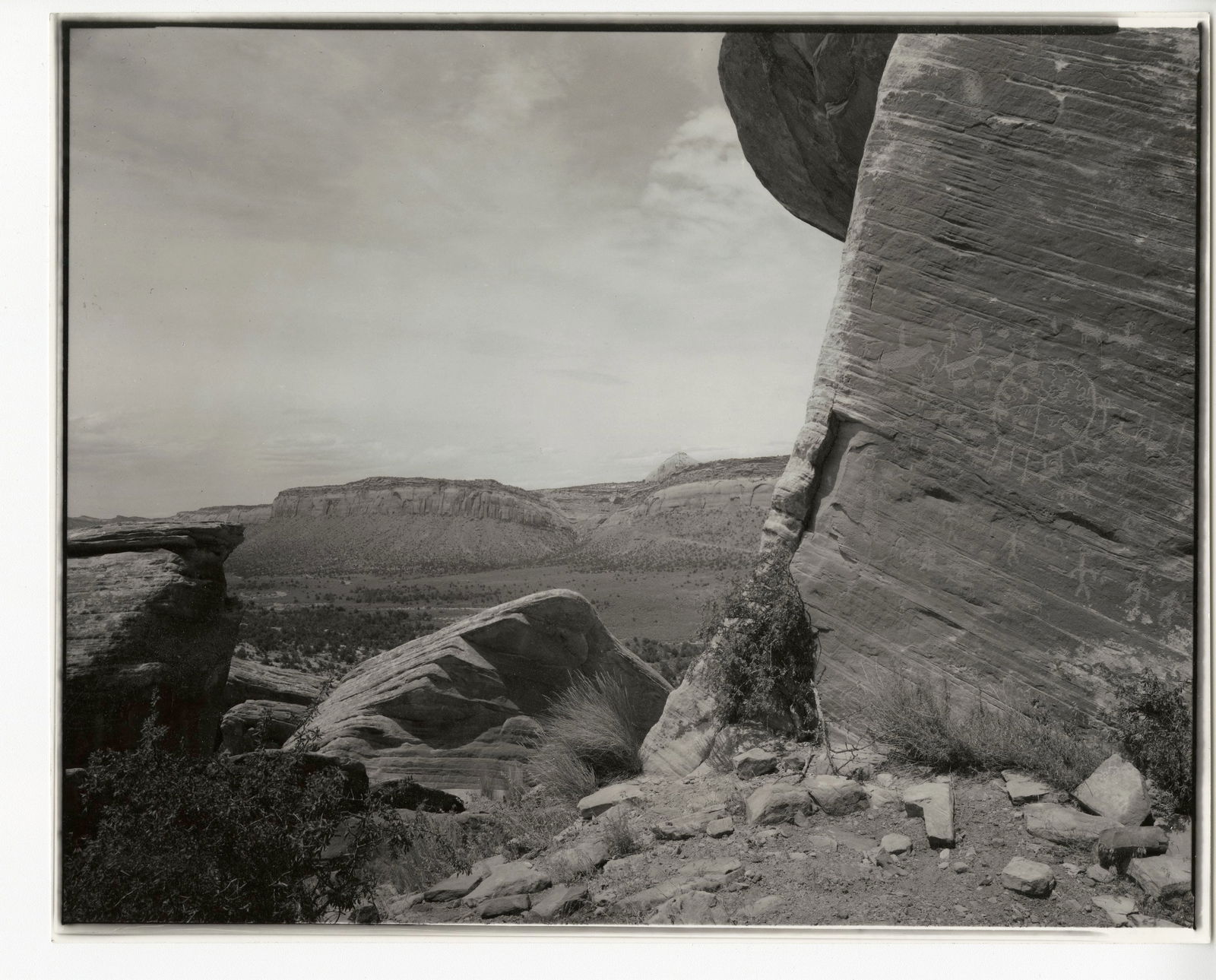 Linda Connor, Petroglyphs, Utah, 1972: Linda Connor, Petroglyphs, Utah, 1972. vintage printing out paper print, 8 x 10 inches.Signed on the print verso. Matted 16 x 20 inches. Condition is excellent Landscape Photography, Women in Photogra