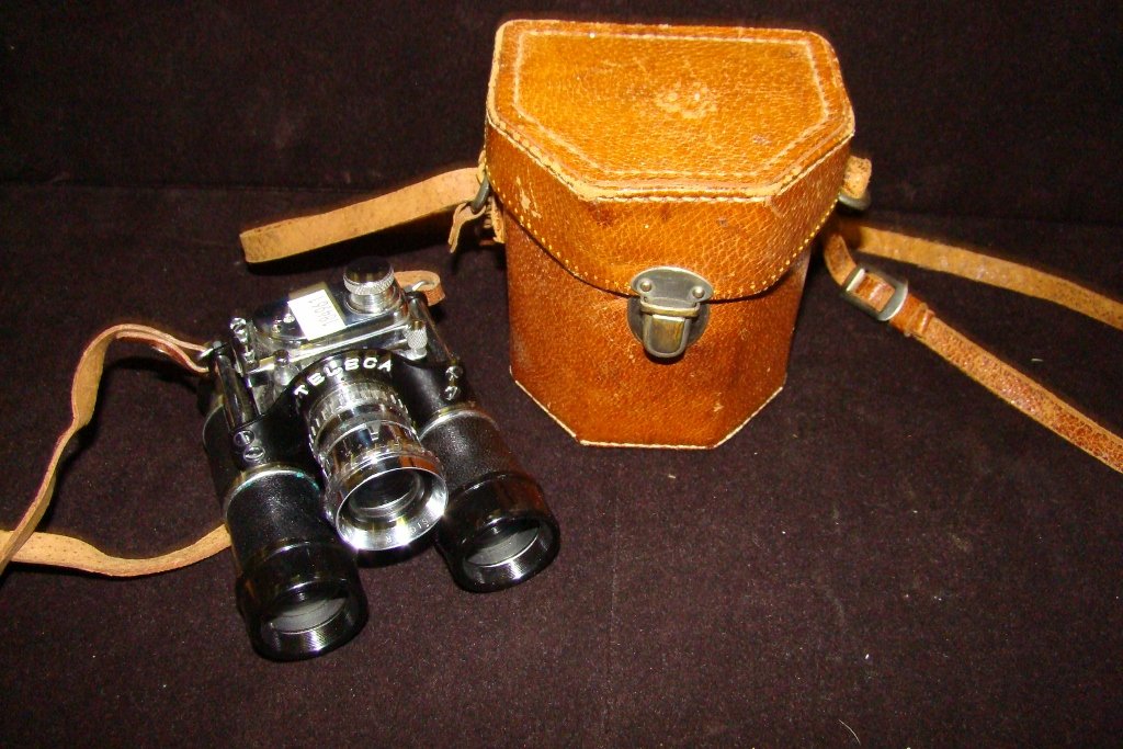 A Teleca binocular camera with case