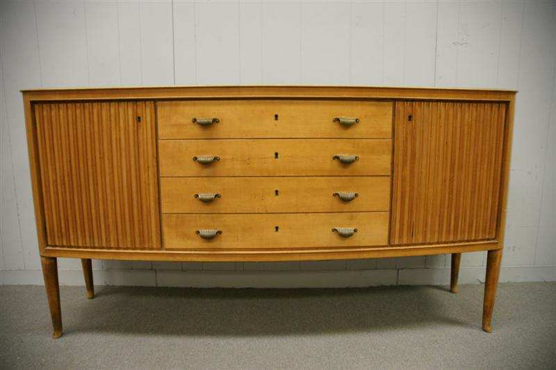 Credenza In the Style of Buffa: Sideboard In Style of Buffa Green glasstop. Height: 36" / 91.44cm Depth: 20" / 50.8cm Length: 71.5" / 181.61cm