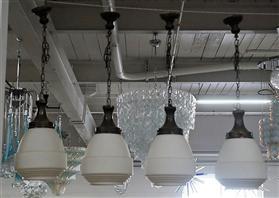 4 Glass Chandelier Pendants: Very elegant Vintage 4 Glass Chandelier Pendants Opaline white Glass Height: 50" / 127cm / including chain Diameter: 15" / 38.1cm