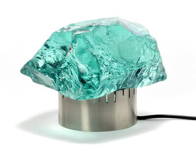 Max Ingrand Table Lamp: Max Ingrand (Bressuire 1908 - Parigi 1969)(Attributed) Table lamp. Produced by Saint Gobain, 1970s. Metal structure and Saint Gobain crystal. "Saint Gobain" mark at the base. Pair Av