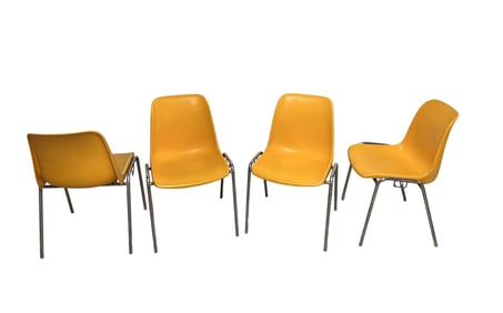 Set of 4 Yellow Stackable Chairs