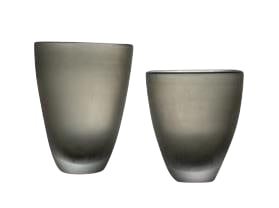 Pair Dark Gray Murano Vases