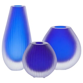 Tris Blue Murano Vases by Dona