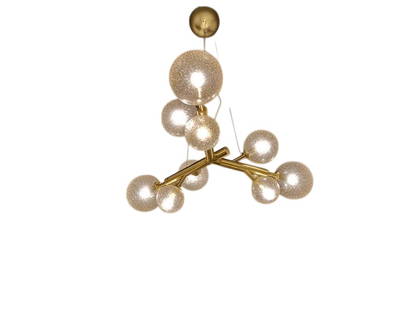 9 Lights Mimosa Chandelier by Alberto Donà : 9 Lights Mimosa Chandelier by Alberto Dona Murano Mika Gold Sphere, Brass frame Not UL Certified May need rewired Dimensions: Width: 26in / 66.04cm Height: 26in / 66.04cm
