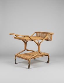 Vintage Italian Bamboo Bar Cart/Trolley