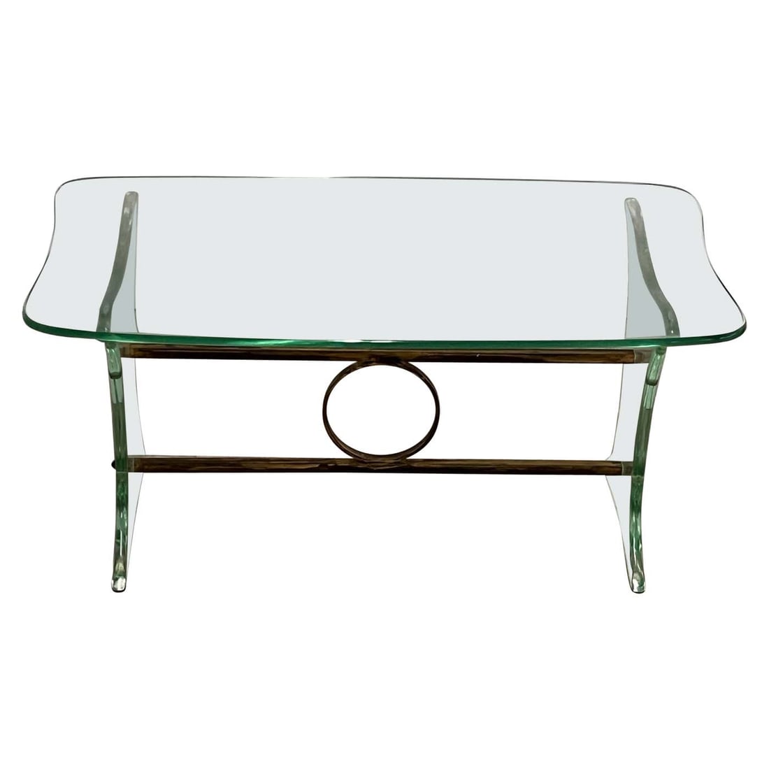 Low Table by Brusotti: Glass and Brass Coffee or Side Table by Luigi Brusotti 1950s