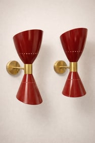 Pair of Red Italian Sconces
