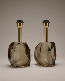 Glass "Rock" Gold Table Lamps