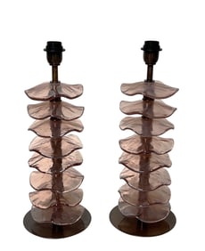 Glass "Petal" Pink Table Lamps