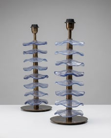 Glass "Petal" Purple Table Lamps