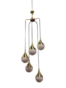 Chandelier in the manner of Stilnovo, five teardrop, Italy, 1960 c.