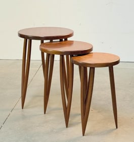 Italian solid wood set of nesting tables in the manner of Gio Ponti, Itay, 1960 c.