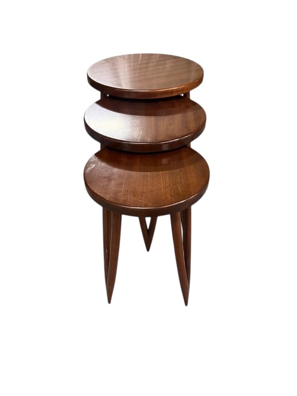Italian solid wood set of nesting tables in the manner of Gio Ponti, Itay, 1960 c. (1 of 5)