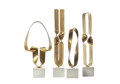 Lino Sabattini, set of four brass sculpture, Italy, 1980 c.