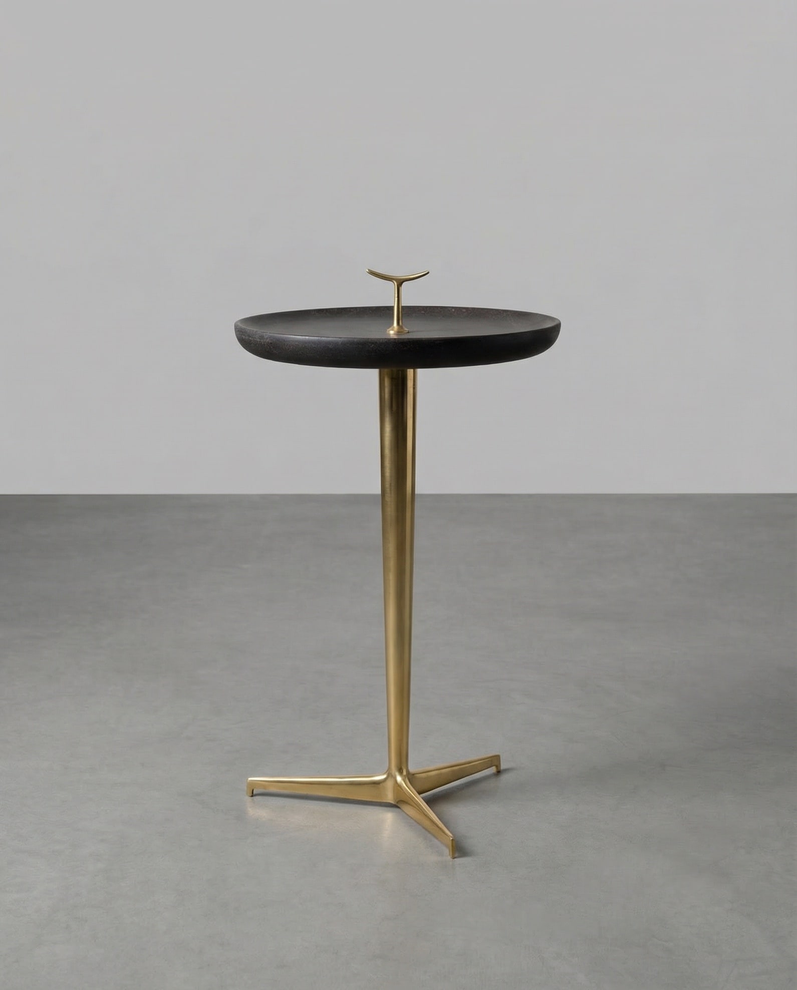 Cesare Lacca side Table, Italy.: Cesare Lacca table Brass with lava top from the Etna Volcano Sicily Pair available if interested